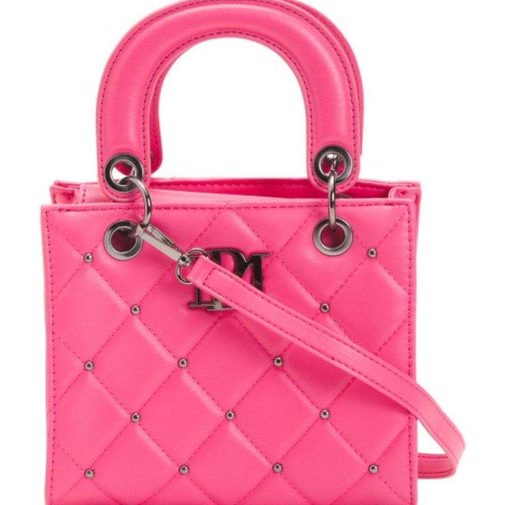 BADGLEY MISCHKA Small Tote With Diamond Quilting And Nailhead Studs